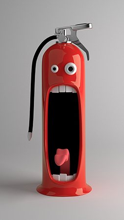 fire extinguisher with a face