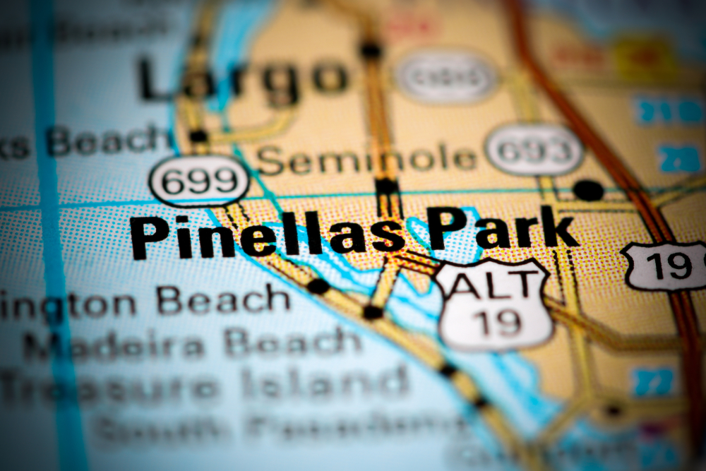 map showing pinellas park florida