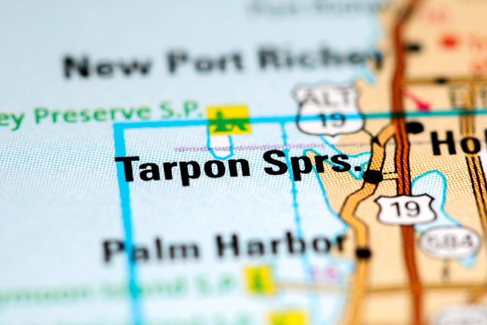 map showing location of tarpon springs fl